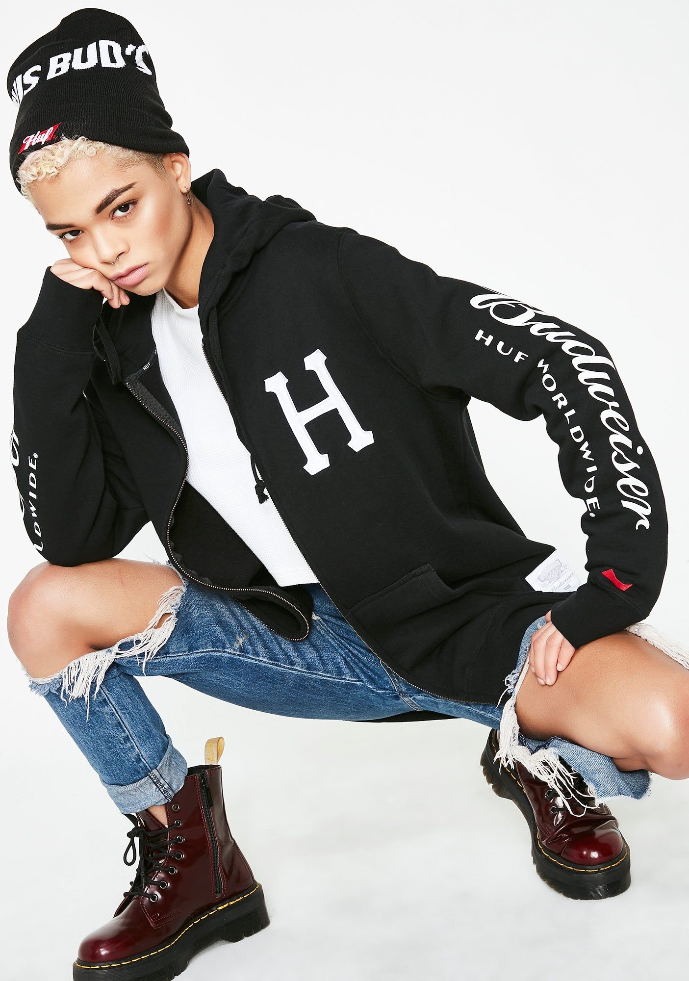 x Budweiser Classic H Zip Up Hoodie sold by Dolls Kill product image thumbnail 2