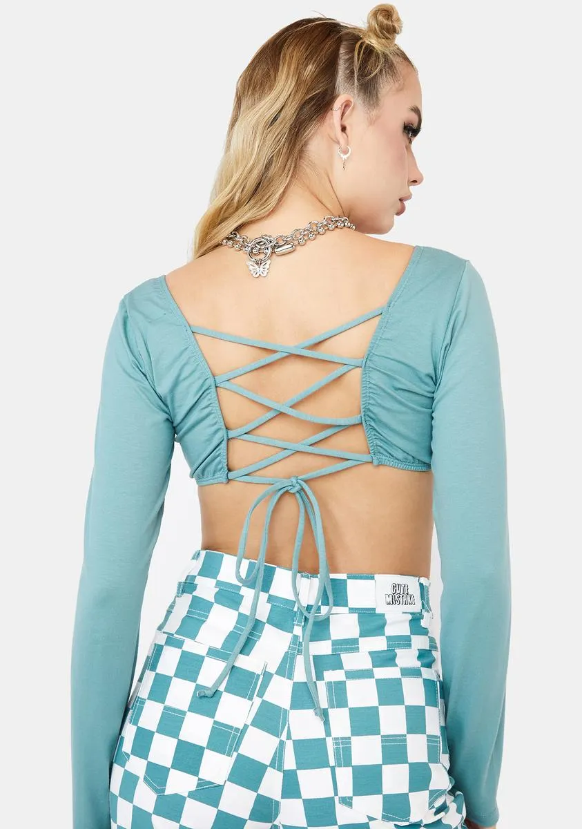Teal Mia Crop Top sold by Dolls Kill product image thumbnail 4