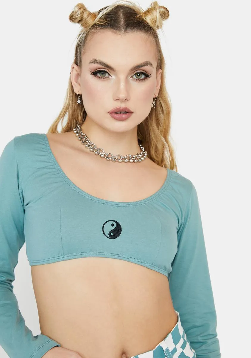 Teal Mia Crop Top sold by Dolls Kill