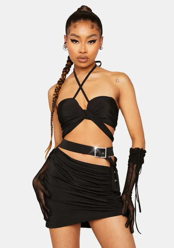 Self Tie Crop Cami And Skirt Set sold by Dolls Kill