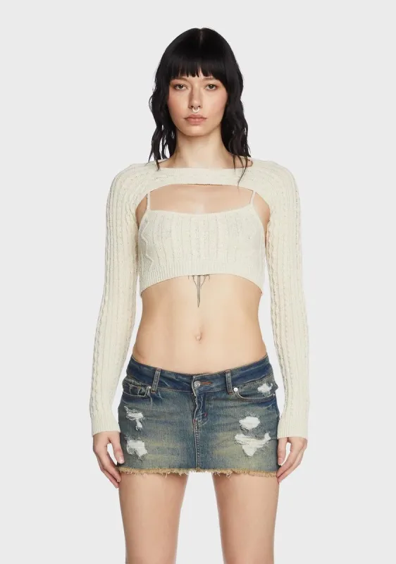 Two-Piece Cable Knit Top sold by Dolls Kill