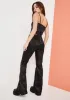 Slick Should Be Dancing Floral Satin Lace Up Pants sold by Dolls Kill