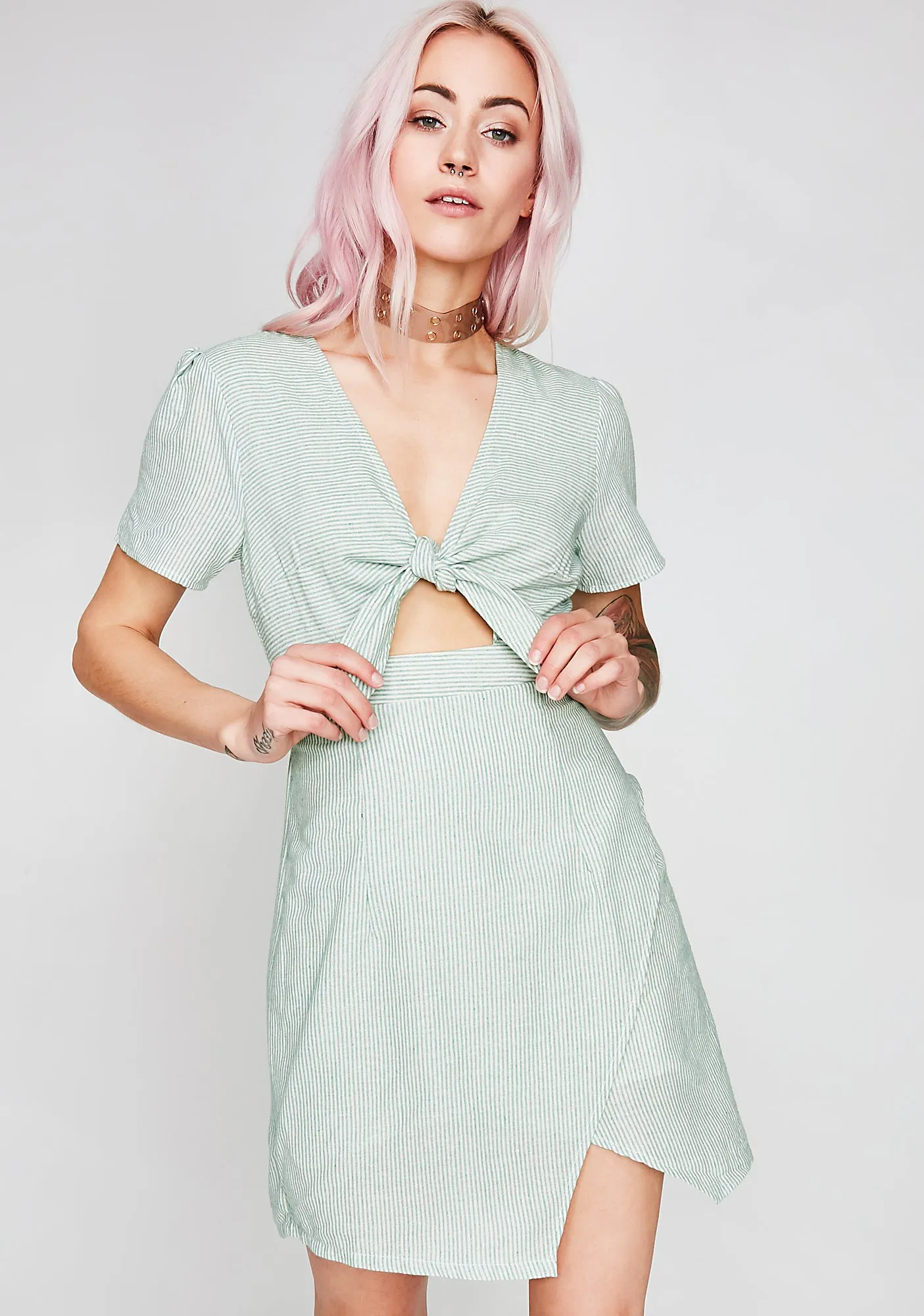 Tea Party Stripe Dress sold by Dolls Kill