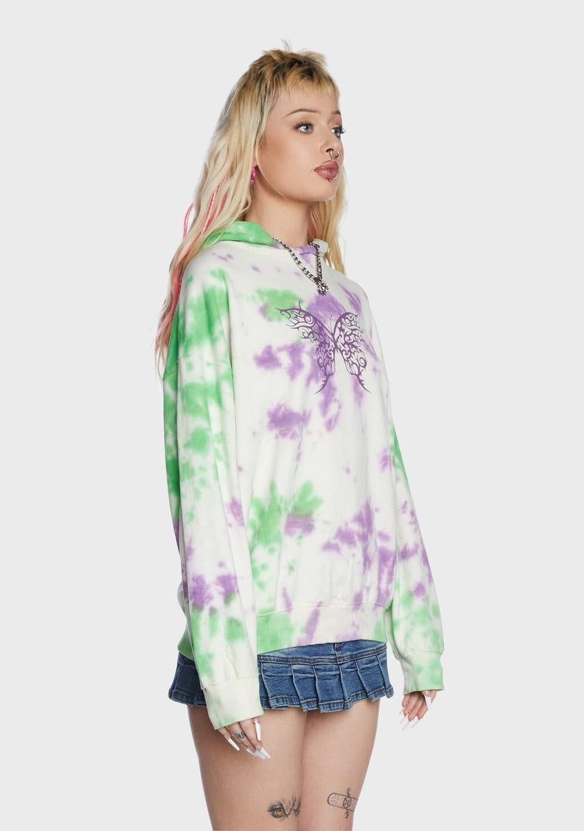 Butterfly Printed Tie Dye Hoodie sold by Dolls Kill product image thumbnail 4