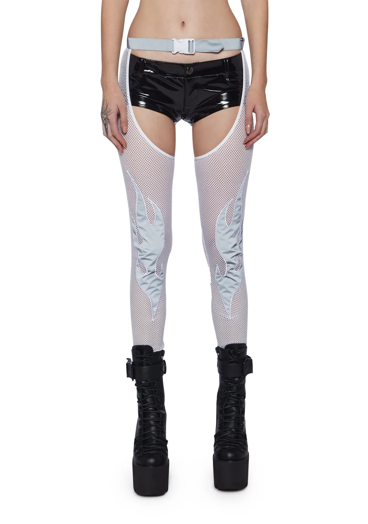 Pure Mark Of The Beast Reflective Chaps sold by Dolls Kill