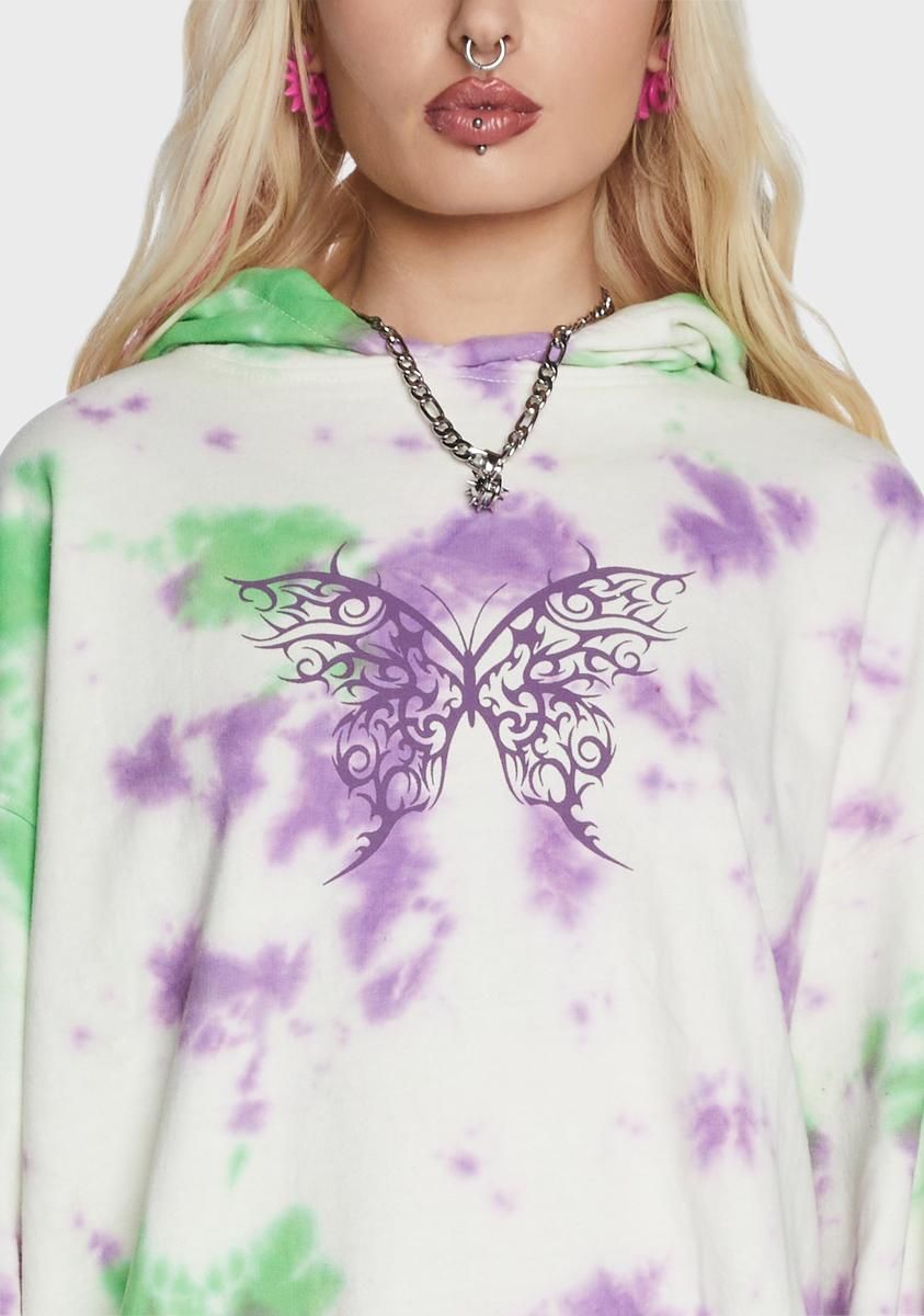 Butterfly Printed Tie Dye Hoodie sold by Dolls Kill product image thumbnail 2