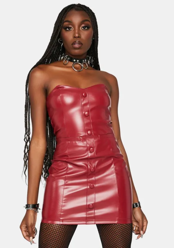 Cherry Spotlight Rockstar Faux Leather Mini Dress sold by Dolls Kill