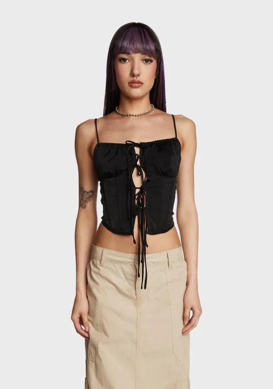 Posh And Poised Corset Top - Black sold by Dolls Kill