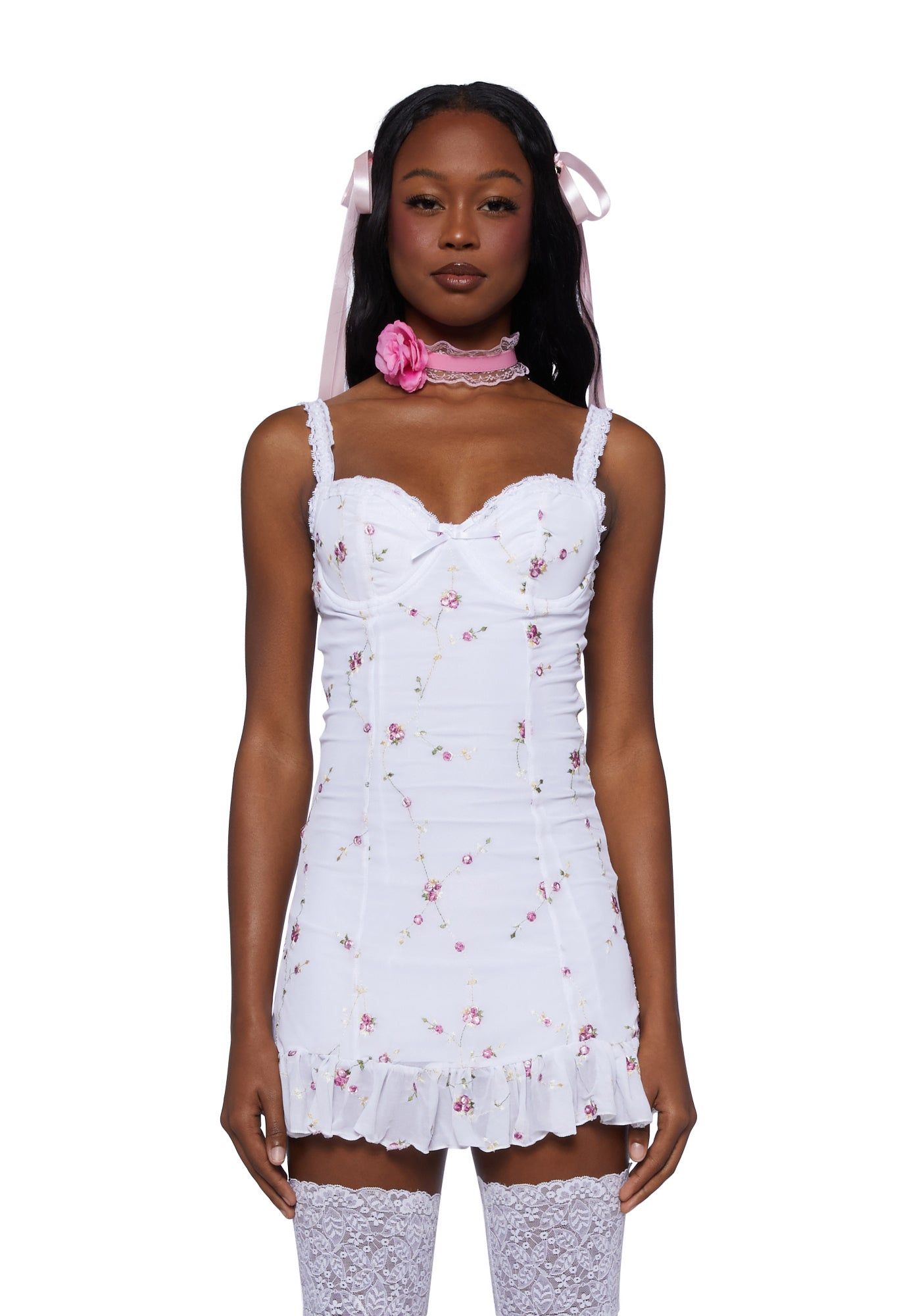 Dolls Kill I'm Baby Mini Slip Dress- White | Parallel