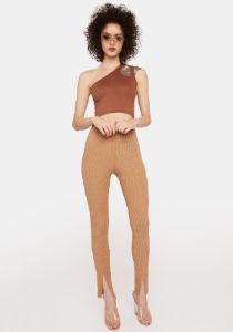 Brunette Next Level One Shoulder Crop Top sold by Dolls Kill