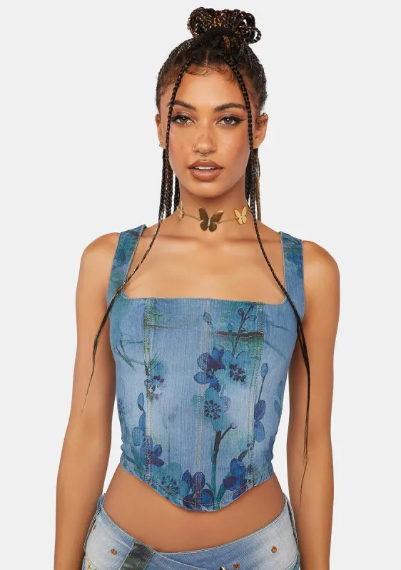 La Rambla Denim Corset sold by Dolls Kill