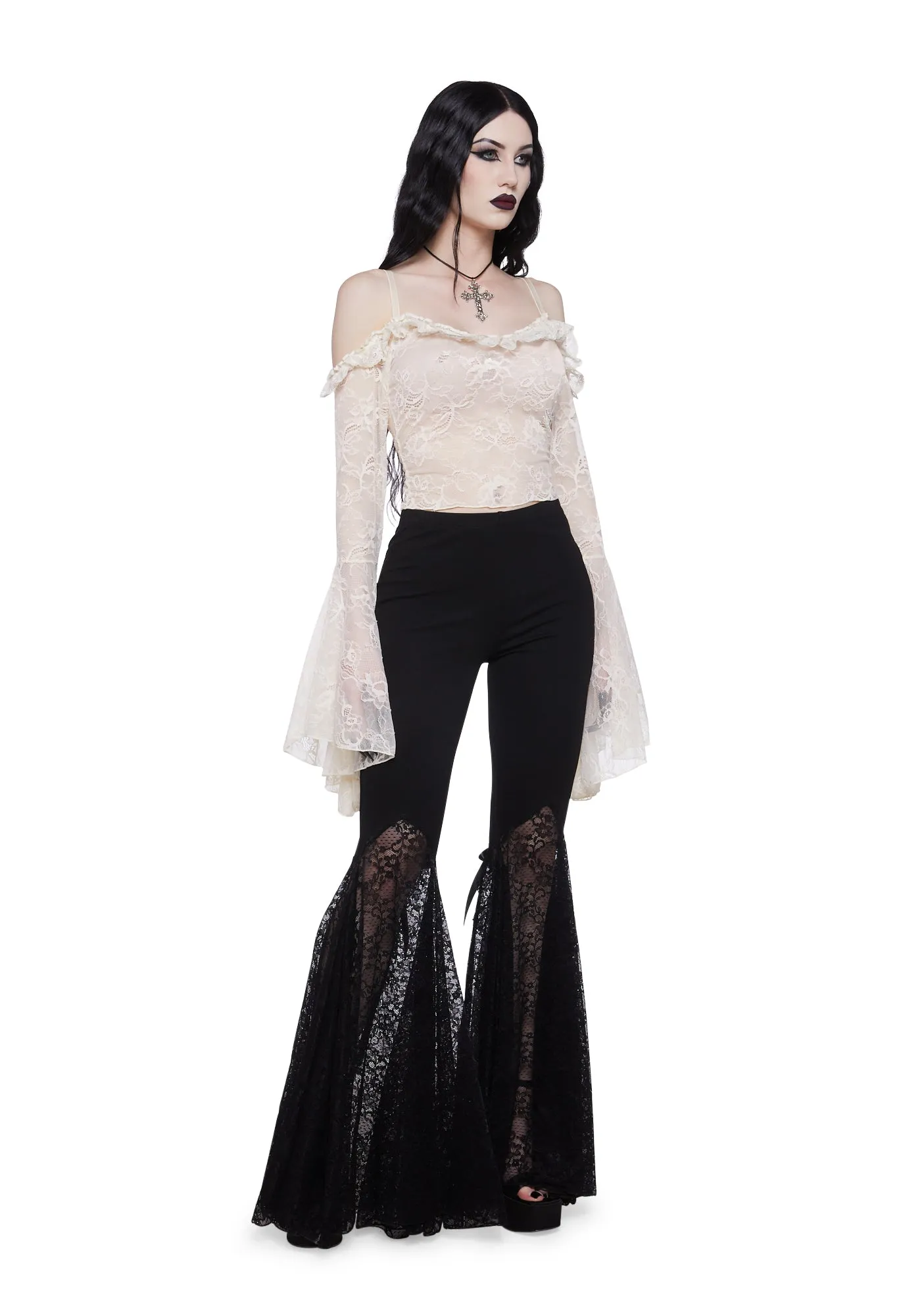 Gothic With Grace Mesh Top - Off White sold by Dolls Kill product image thumbnail 2