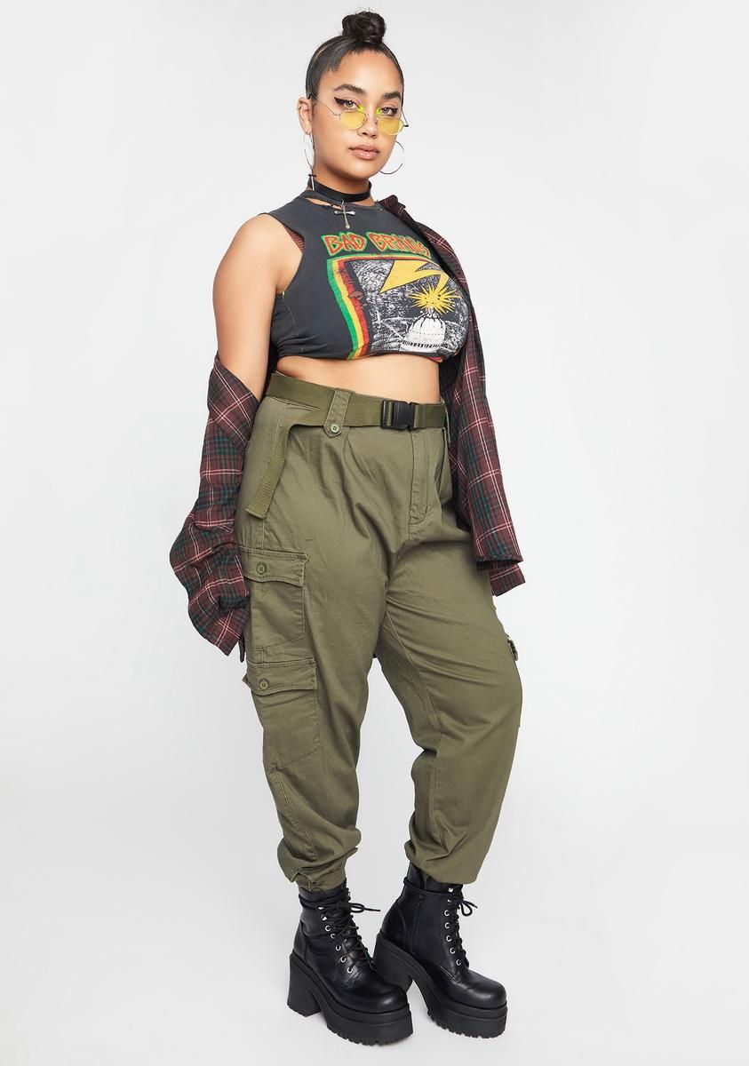 Olive True Best Version Of Me Cargo Pants sold by Dolls Kill product image thumbnail 2
