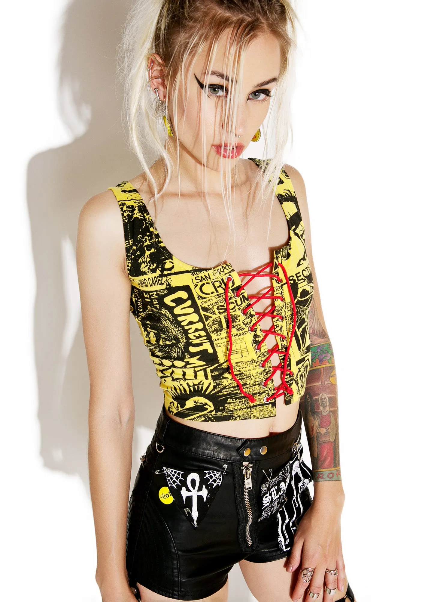 Headliner Lace-Up Crop Tank sold by Dolls Kill product image thumbnail 5