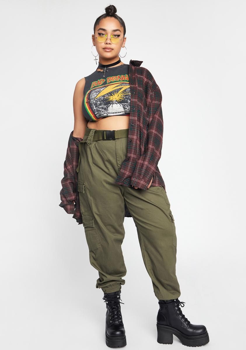 Olive True Best Version Of Me Cargo Pants sold by Dolls Kill product image thumbnail 3