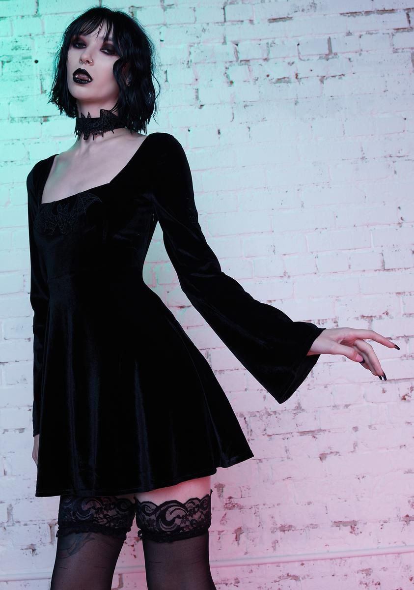 All Bats Are Off Velvet Dress Set sold by Dolls Kill product image thumbnail 2
