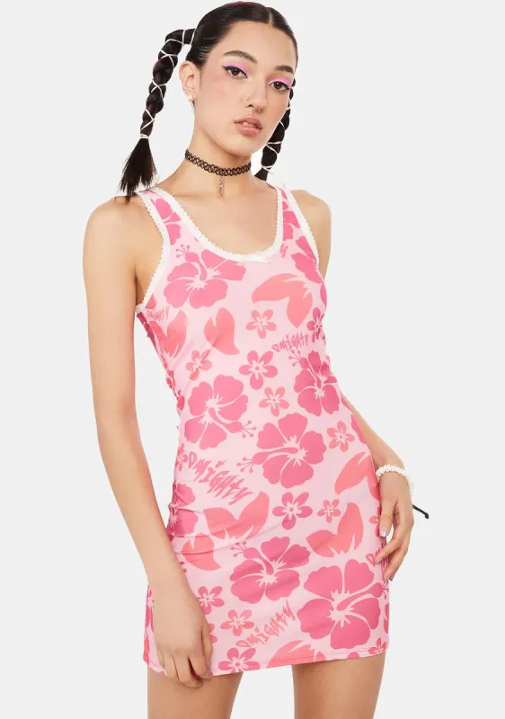 Pink Hibiscus Mini Dress sold by Dolls Kill