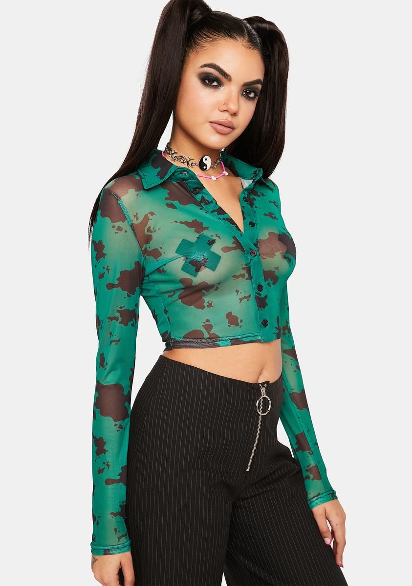 Cow Print Mesh Top sold by Dolls Kill product image thumbnail 2