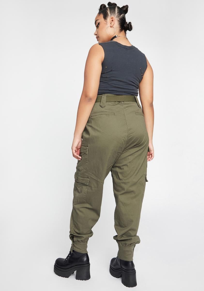 Olive True Best Version Of Me Cargo Pants sold by Dolls Kill product image thumbnail 4
