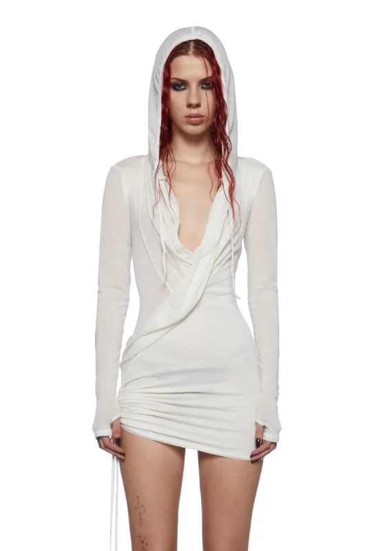 Flanger Hooded Deep Cowl Dress sold by Dolls Kill