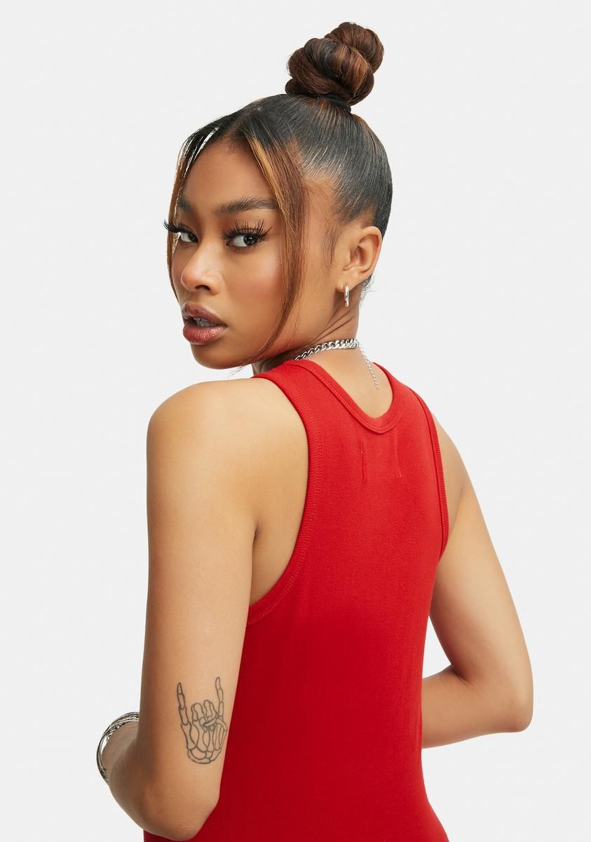 Red Miller Baby Rib Tank Top sold by Dolls Kill product image thumbnail 4