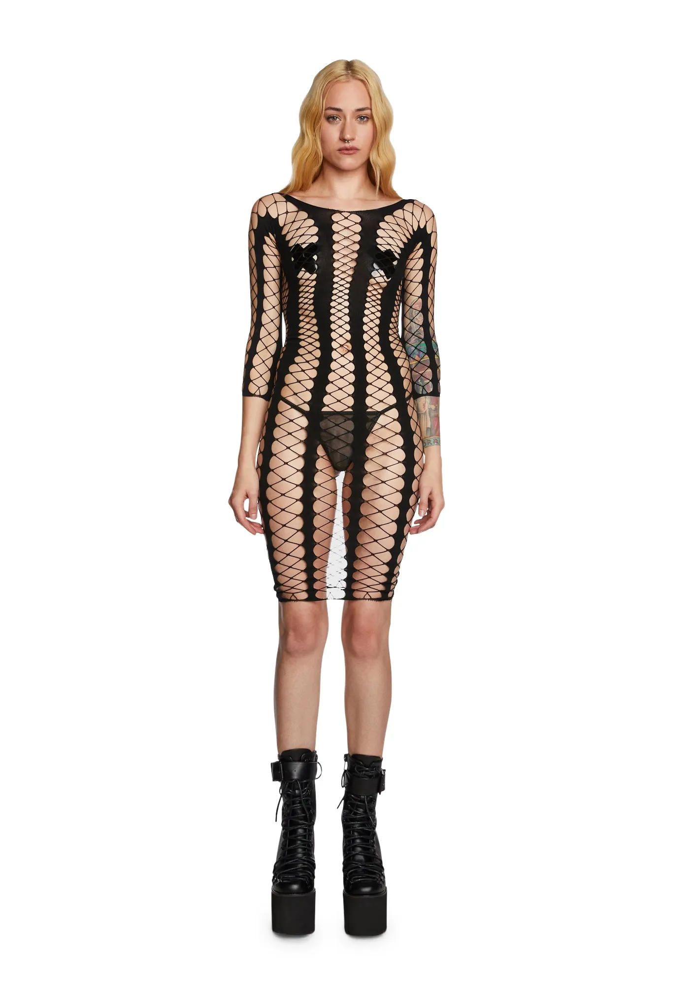 Killer Moves Fishnet Dress sold by Dolls Kill
