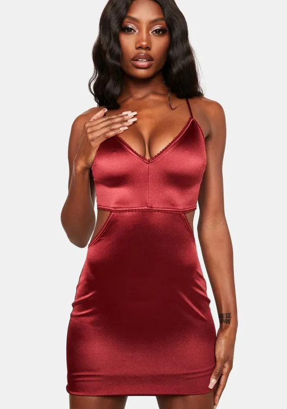 Burgundy Ever So Extra Mini Dress sold by Dolls Kill
