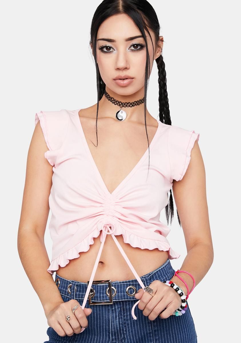 Bankroll Baby Ruffle Crop Top sold by Dolls Kill