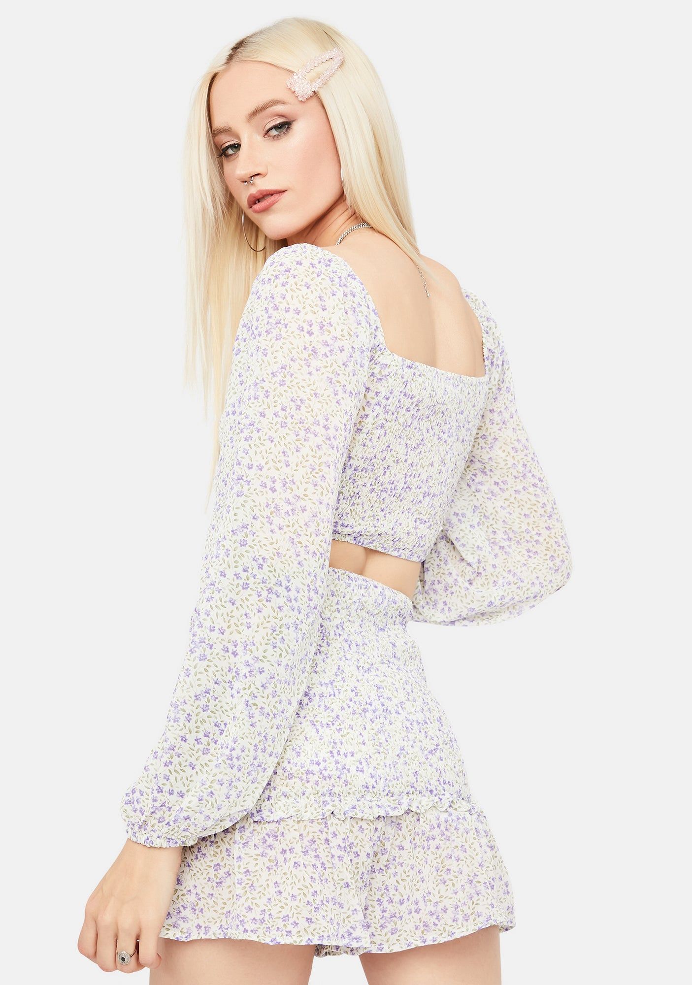 True To My Heart Floral Crop Top & Skirt Set sold by Dolls Kill product image thumbnail 3