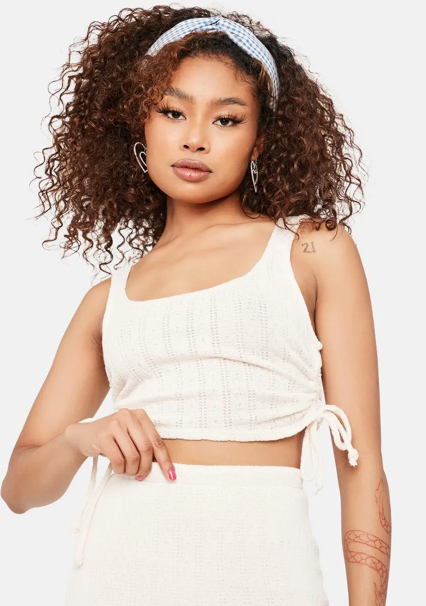 Cream Now At Peace Knit Crop Tank sold by Dolls Kill