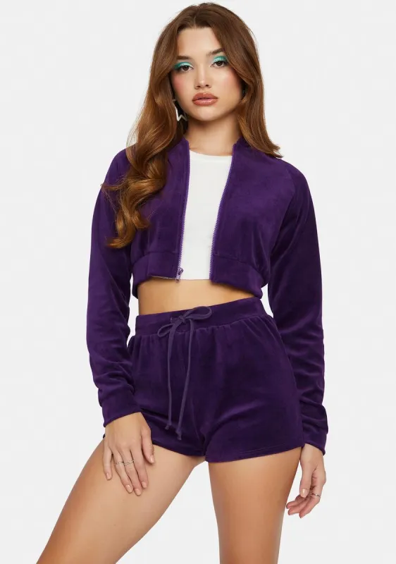 Raisin No Surprise Velour Shorts Set sold by Dolls Kill
