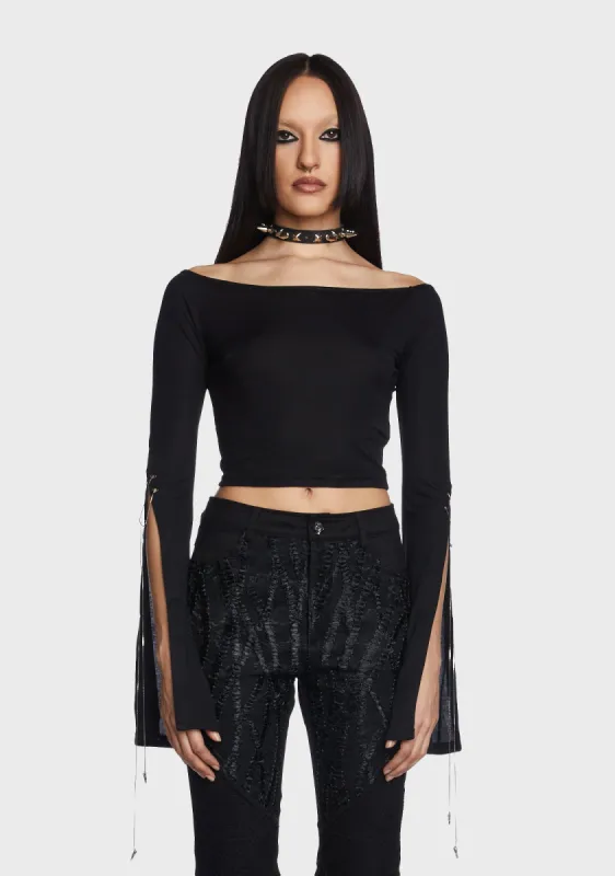 Daily Goth Sexy Off Shoulder Sleeve T-Shirt sold by Dolls Kill