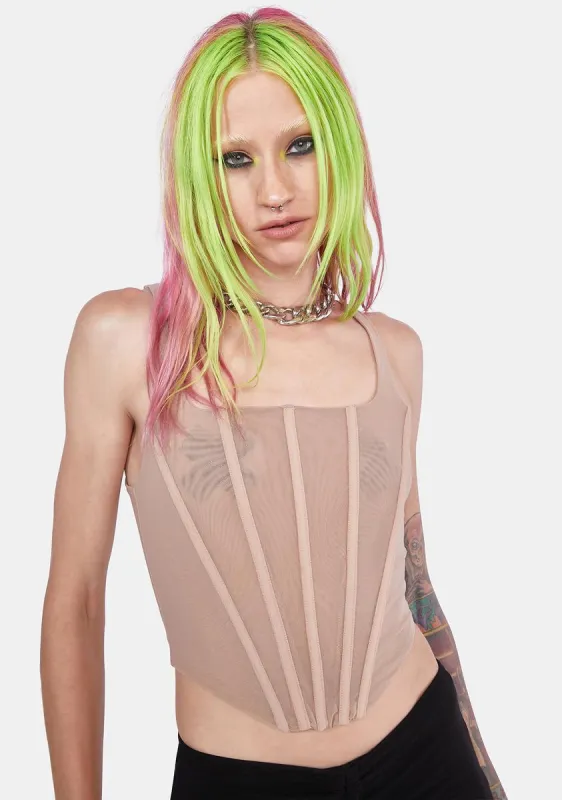 Bare No Comparison Mesh Corset Top sold by Dolls Kill