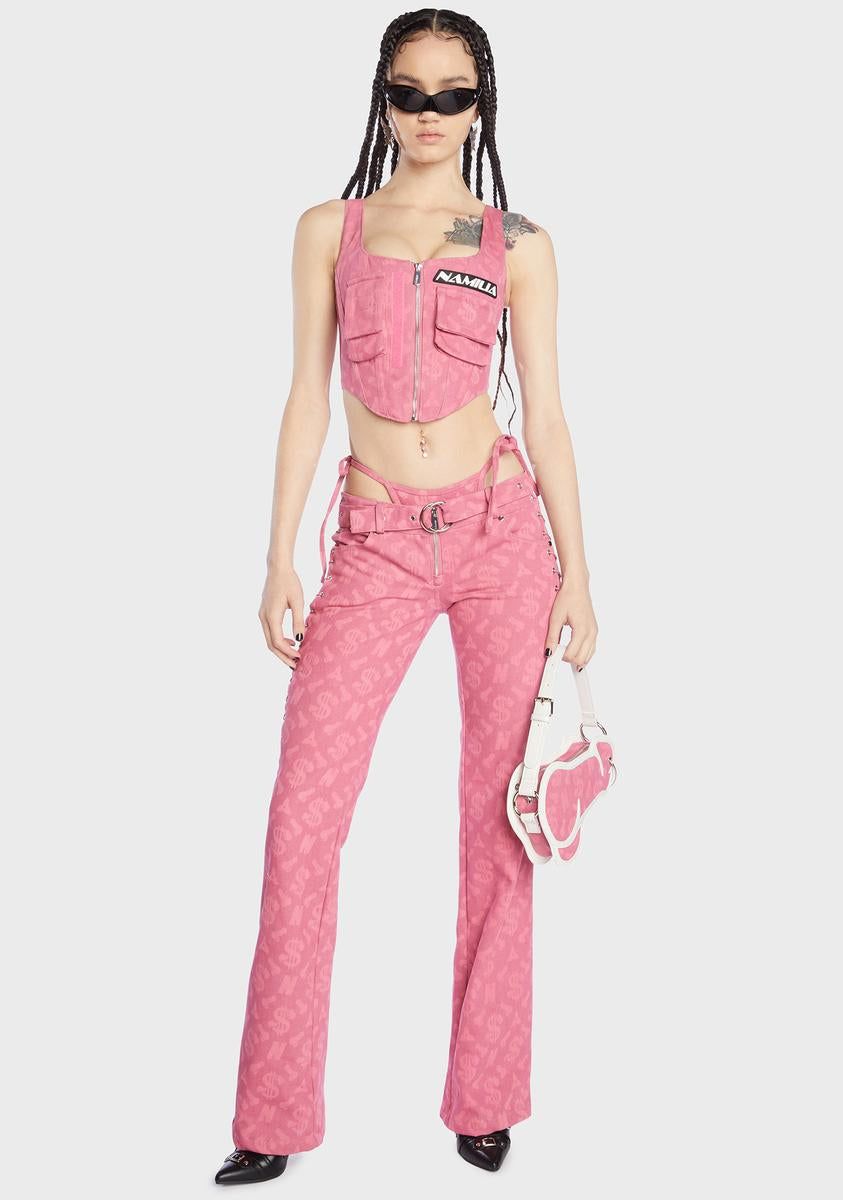 Pink Monogram Denim Corset Top sold by Dolls Kill product image thumbnail 3