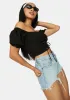 Night No Spoilers Off Shoulder Lace Up Crop Top sold by Dolls Kill