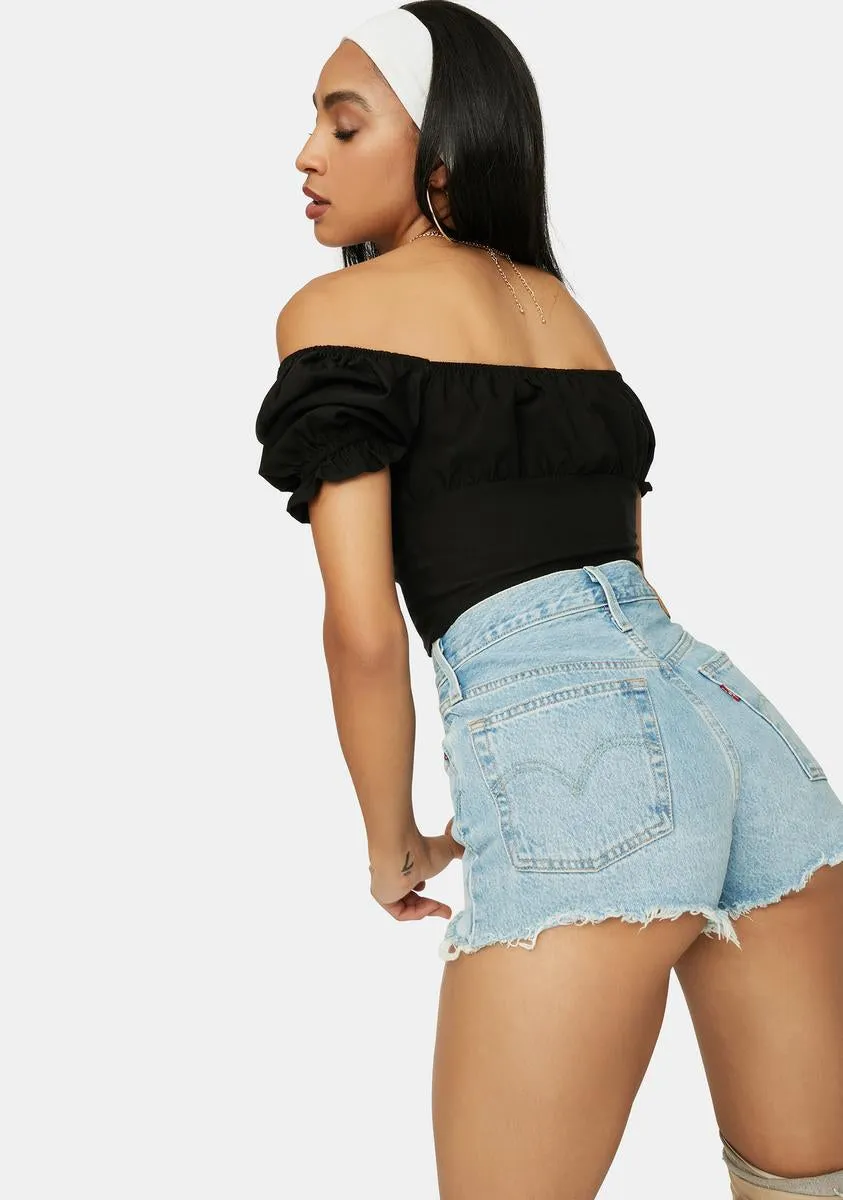 Night No Spoilers Off Shoulder Lace Up Crop Top sold by Dolls Kill product image thumbnail 4