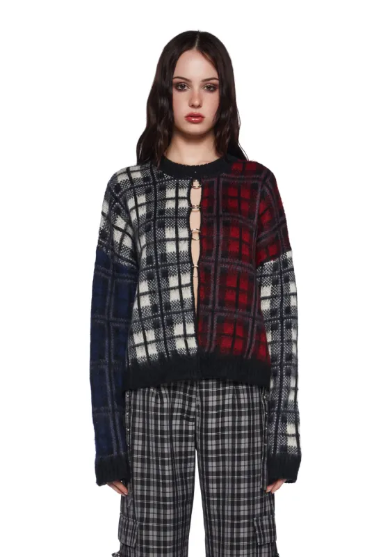 Crux Spliced Checked Knit Sweater sold by Dolls Kill