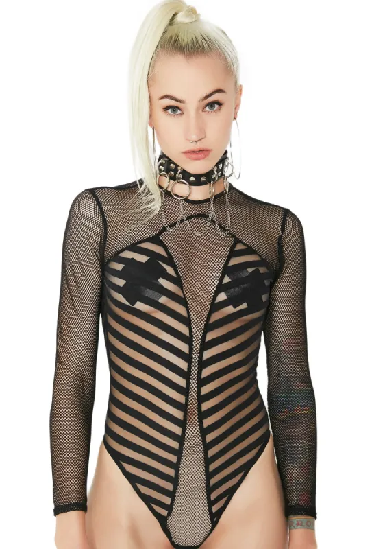 Sheer Shakedown Long Sleeve Bodysuit sold by Dolls Kill