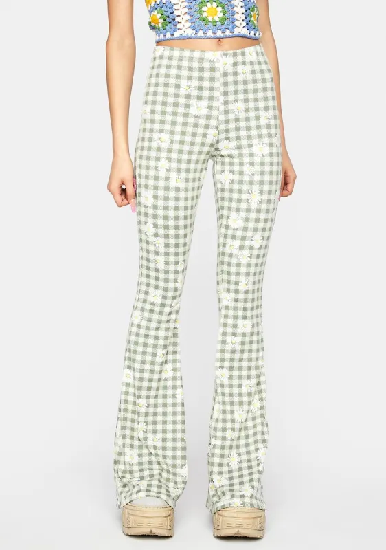 Olive Get Your Fix Flare Pants sold by Dolls Kill