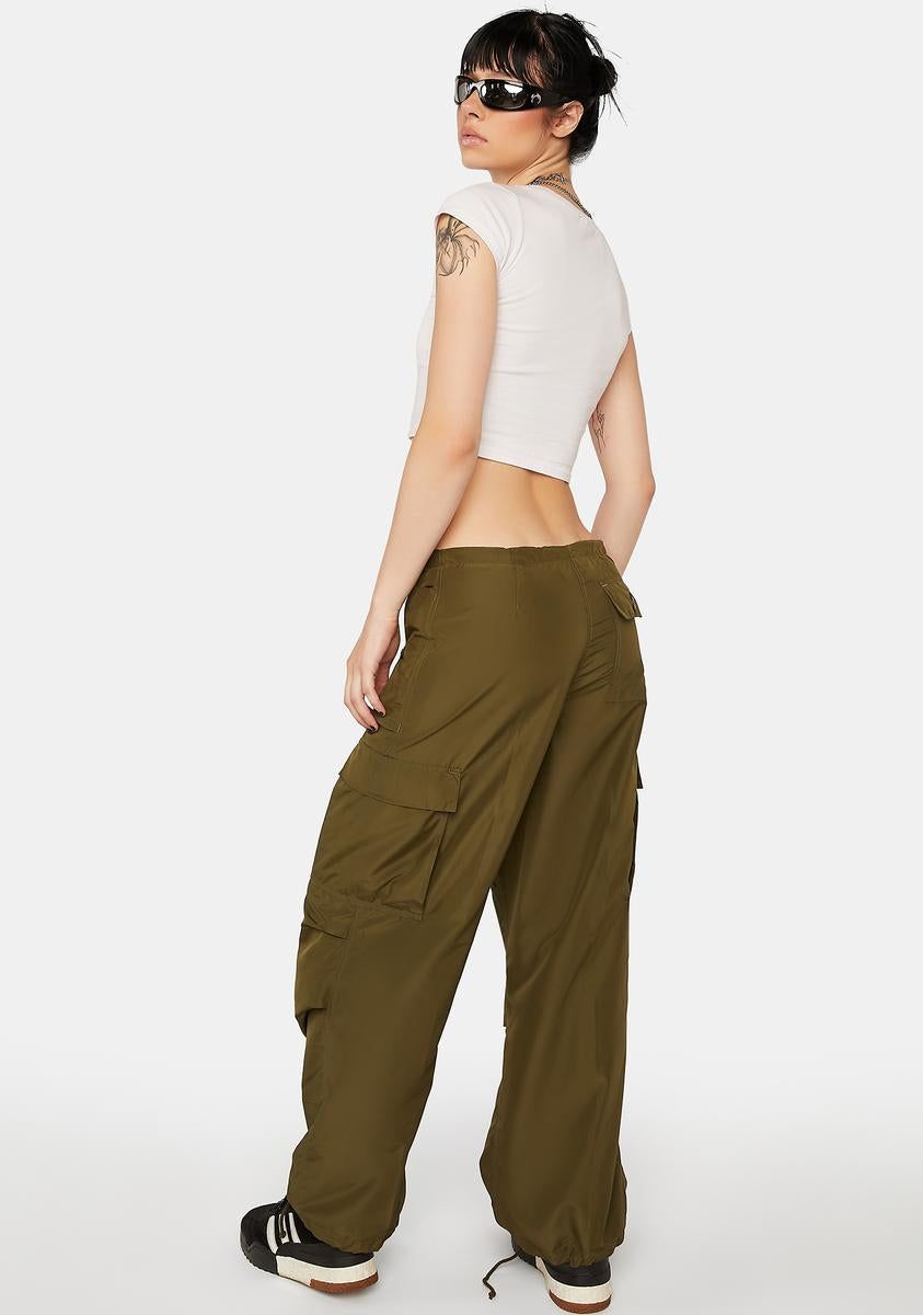 Silky Olive Flap Pocket Cargo Pants sold by Dolls Kill product image thumbnail 4
