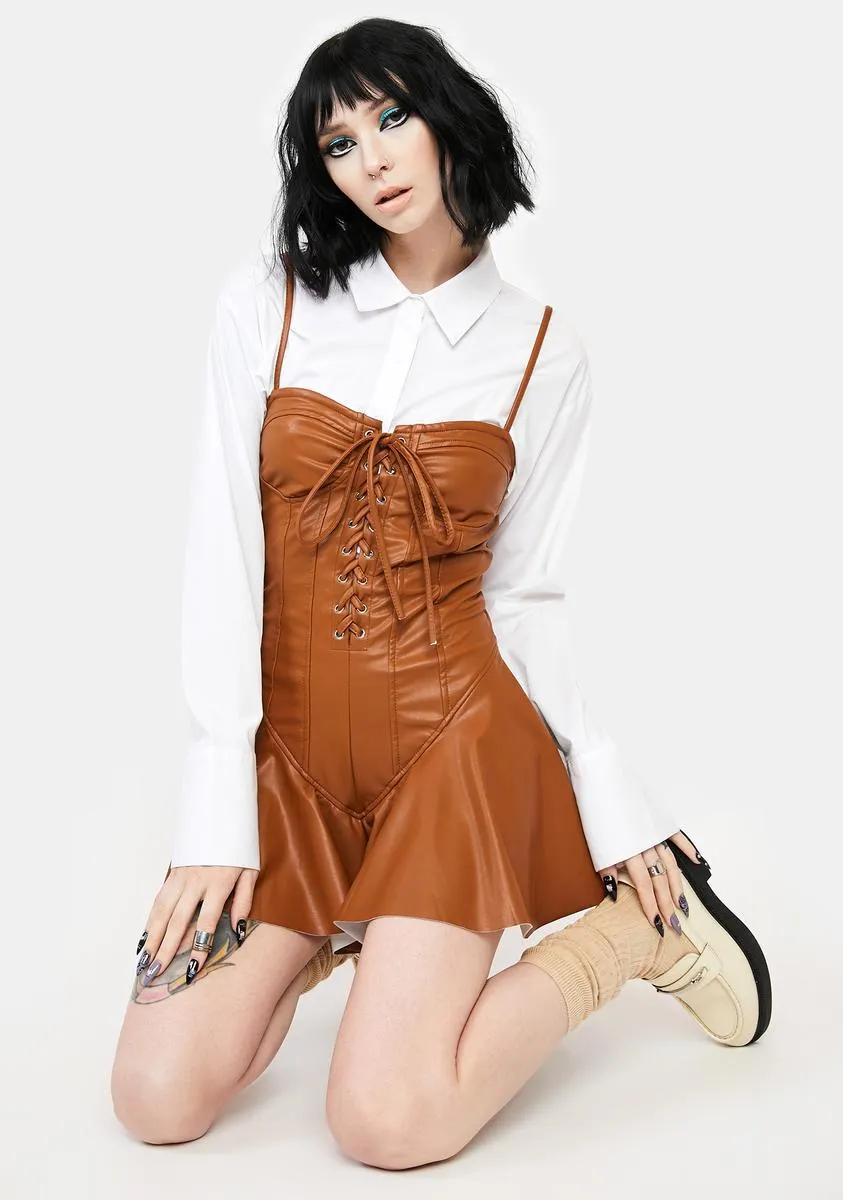 Camel Maximized Pleasure Mini Dress sold by Dolls Kill product image thumbnail 2