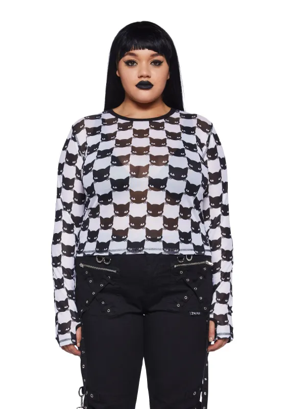 Plus Cat Bandit Mesh Top sold by Dolls Kill