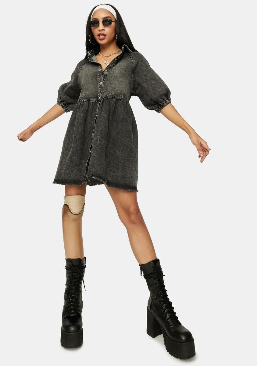 Noir Till You Make It Denim Babydoll Dress sold by Dolls Kill product image thumbnail 3