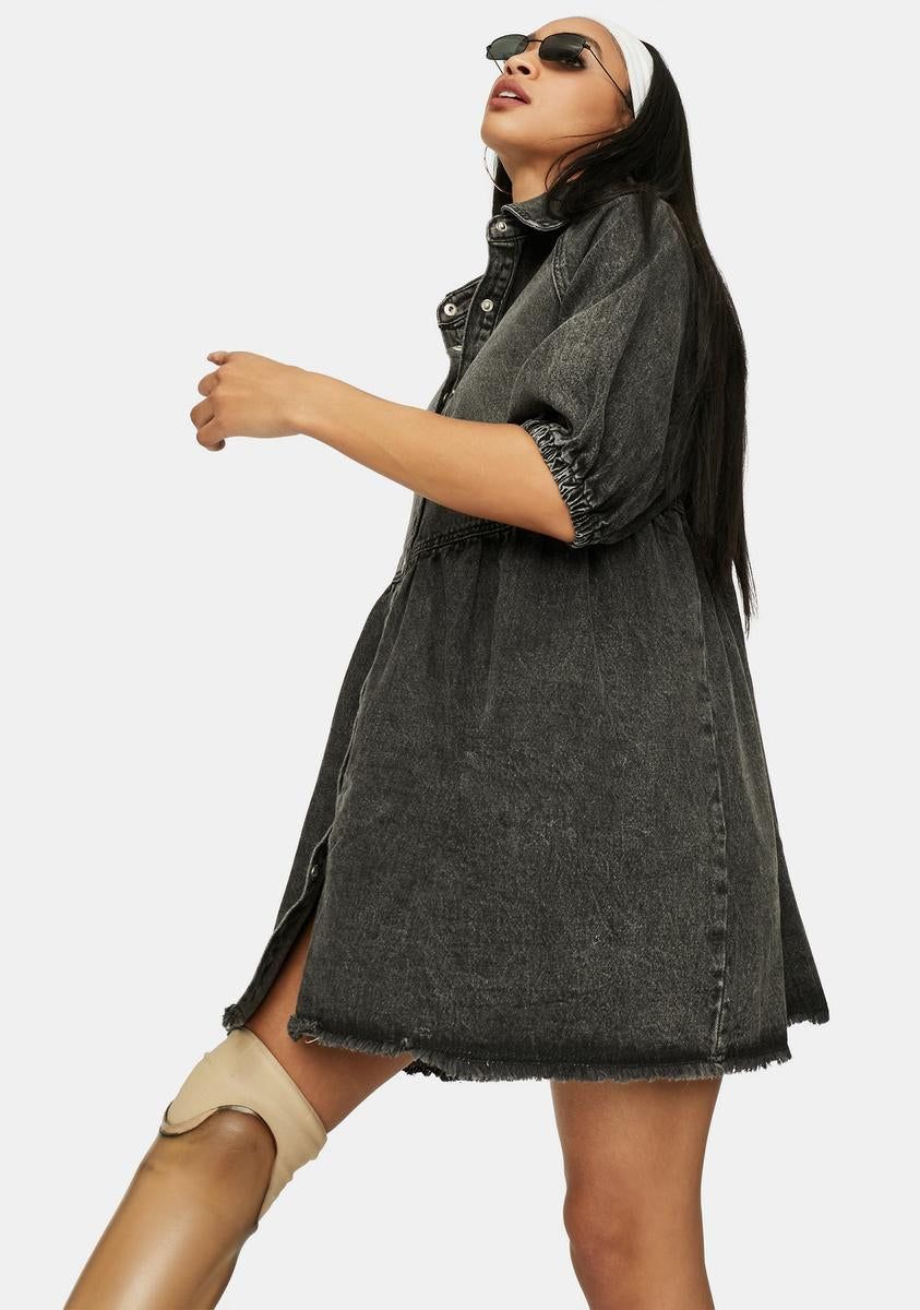 Noir Till You Make It Denim Babydoll Dress sold by Dolls Kill product image thumbnail 2