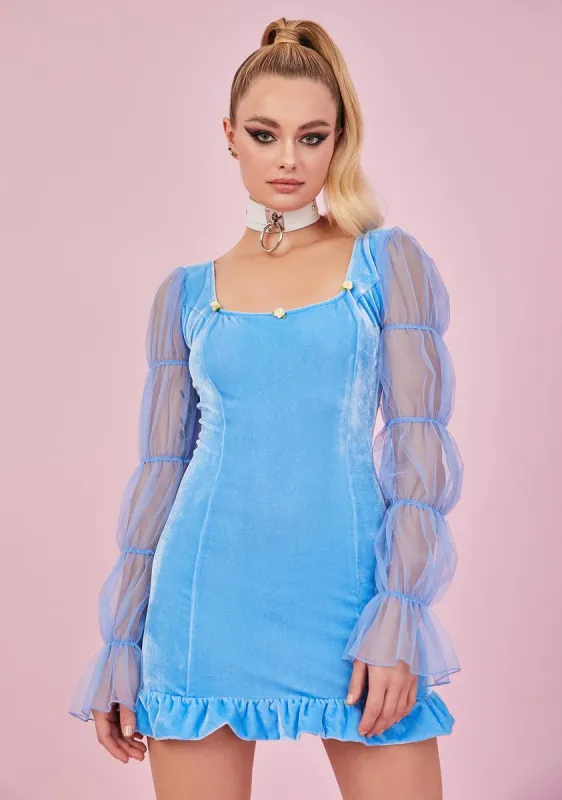 Sky Soft Spirit Velvet Mini Dress sold by Dolls Kill