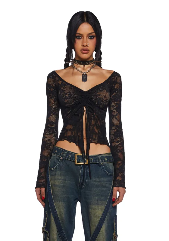 Call It Dreaming Long Sleeve Top - Lace sold by Dolls Kill