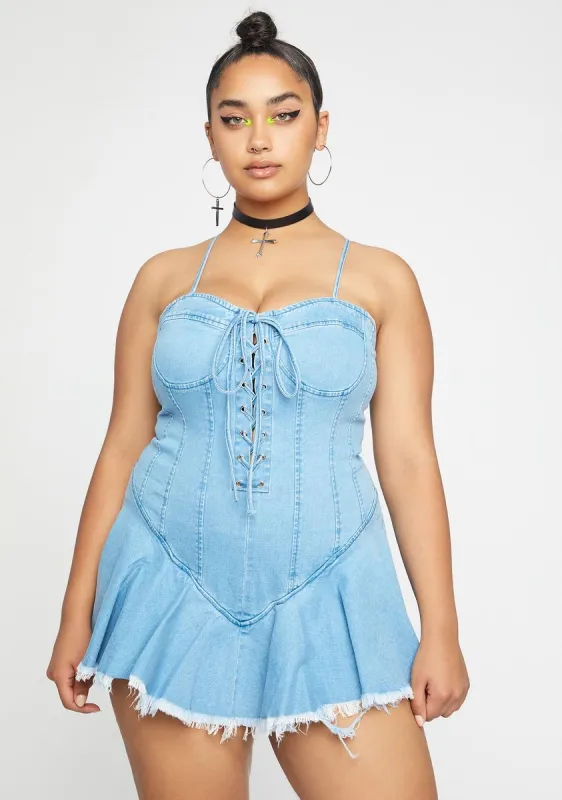 Plus L.A. Lady Denim Corset Dress sold by Dolls Kill