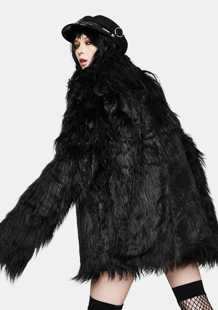 Dark Faux Fur Punk Long Coat sold by Dolls Kill product image thumbnail 4