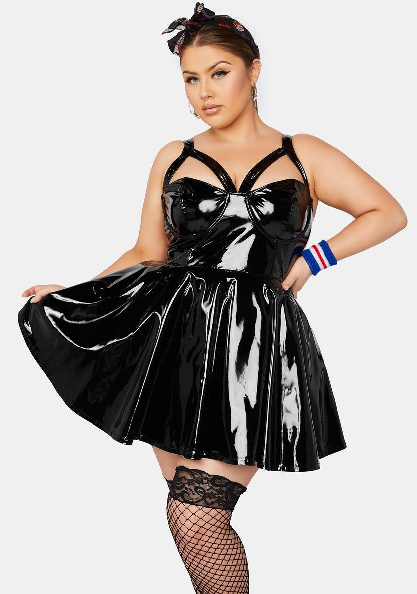 Plus Nighttime Eye Candy Vinyl Dress sold by Dolls Kill