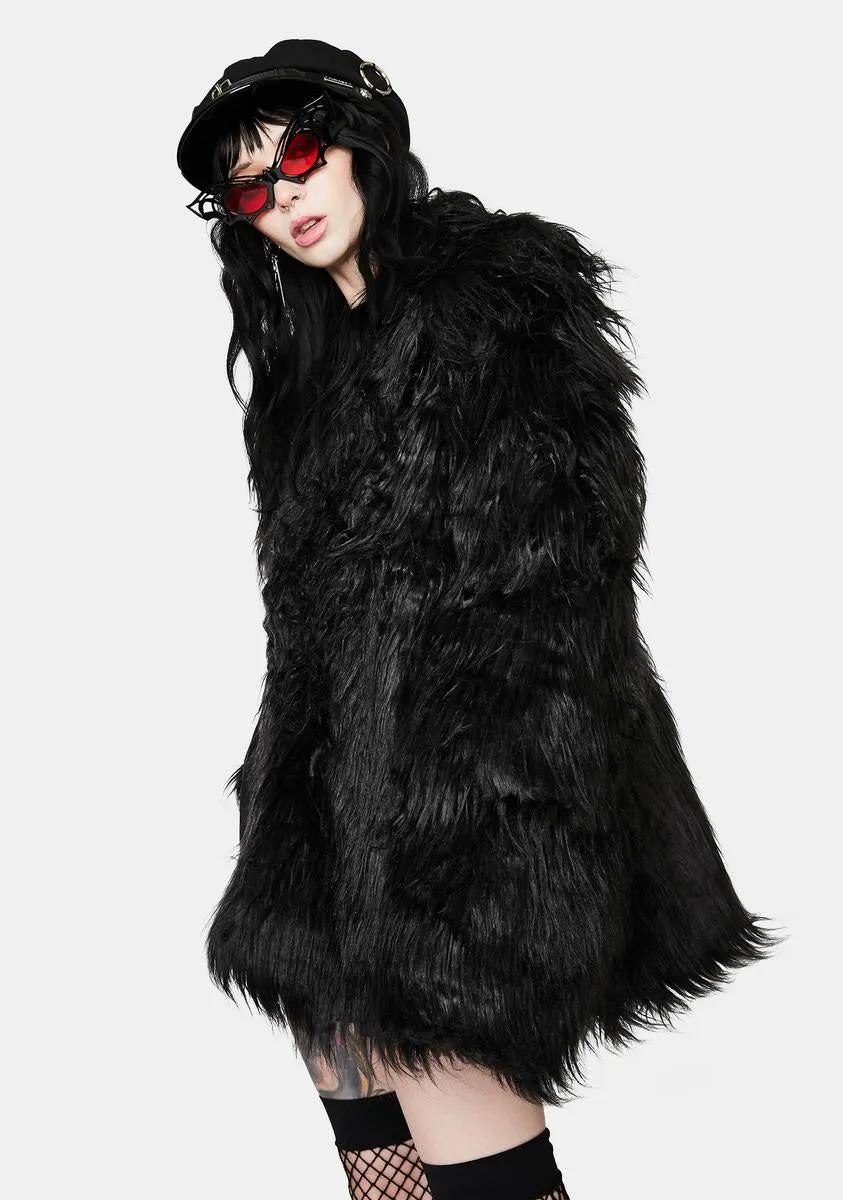 Dark Faux Fur Punk Long Coat sold by Dolls Kill product image thumbnail 2